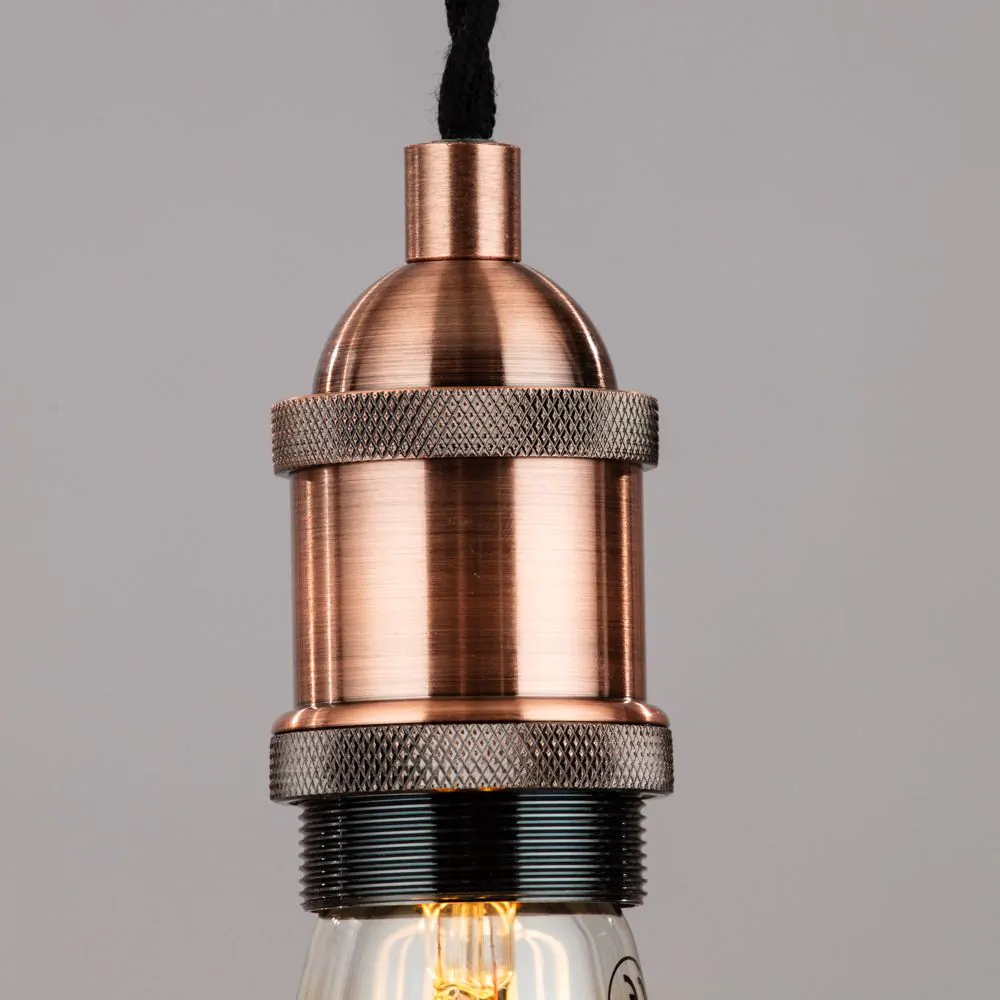 Industrial Style Black Cable Ceiling Pendant, Antique Copper - Image 5