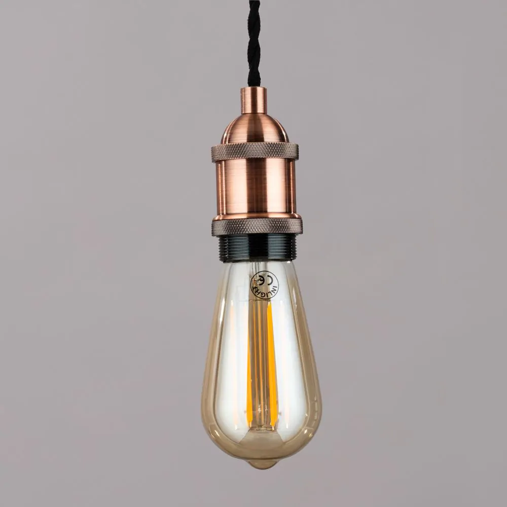 Industrial Style Black Cable Ceiling Pendant, Antique Copper - Image 4