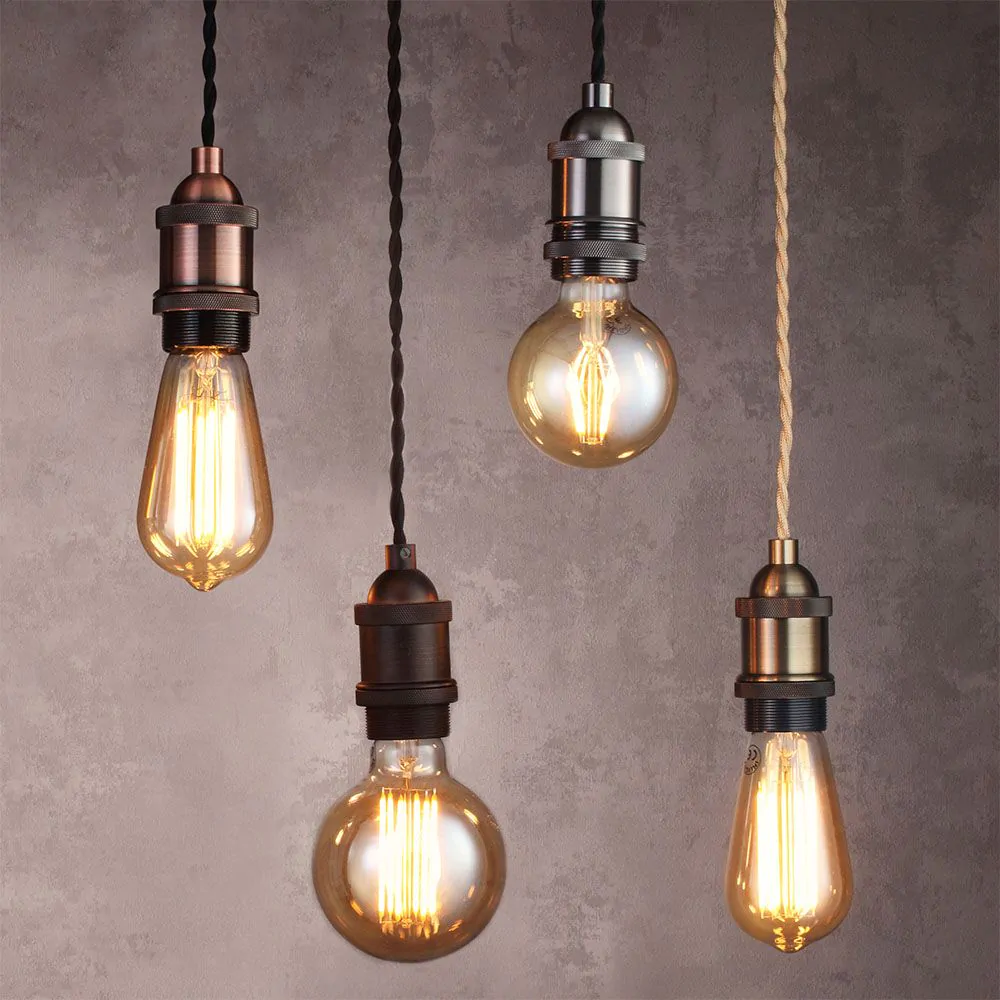 Industrial Style Black Cable Ceiling Pendant, Antique Copper - Image 8