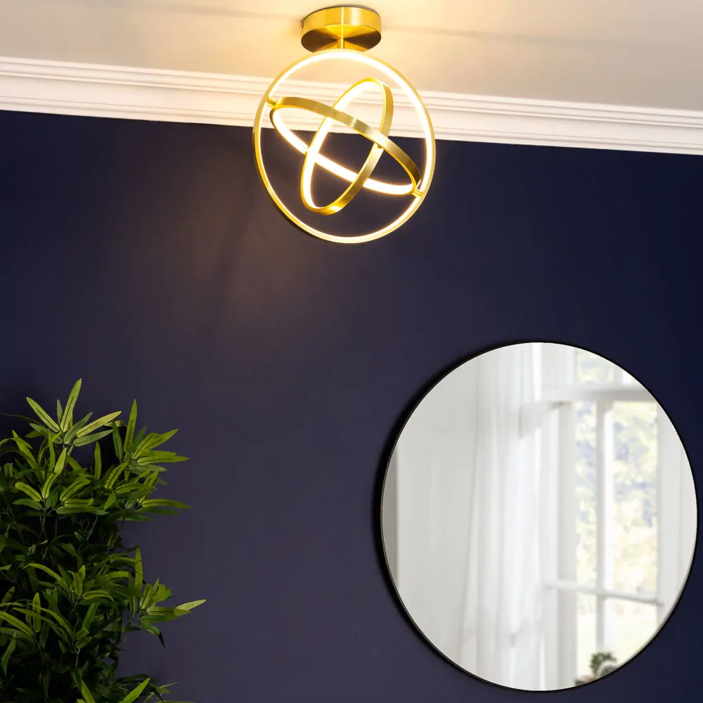 Ingel Rings Orbital LED Flush Ceiling Light, Satin Brass - Image 2