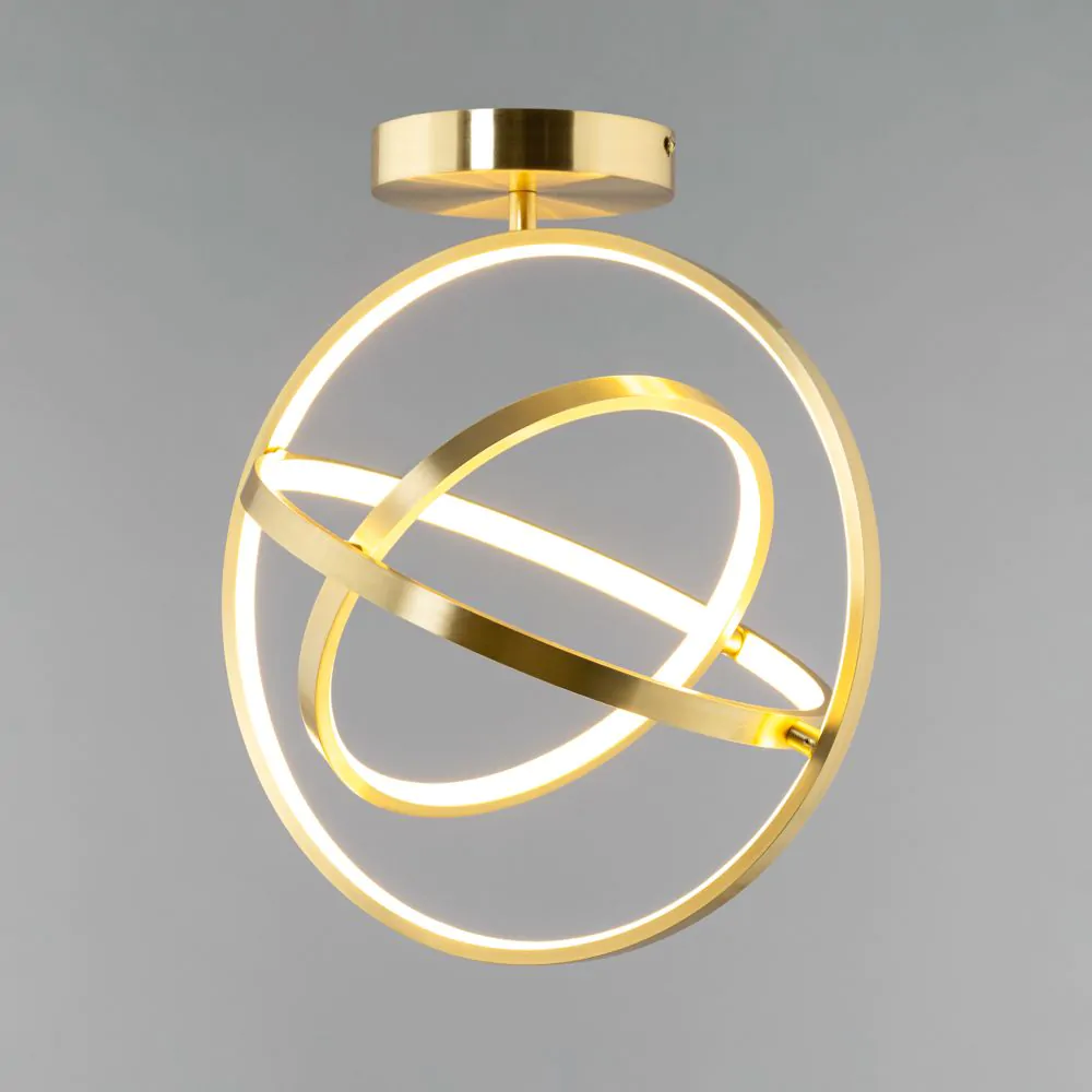 Ingel Rings Orbital LED Flush Ceiling Light, Satin Brass - Image 3