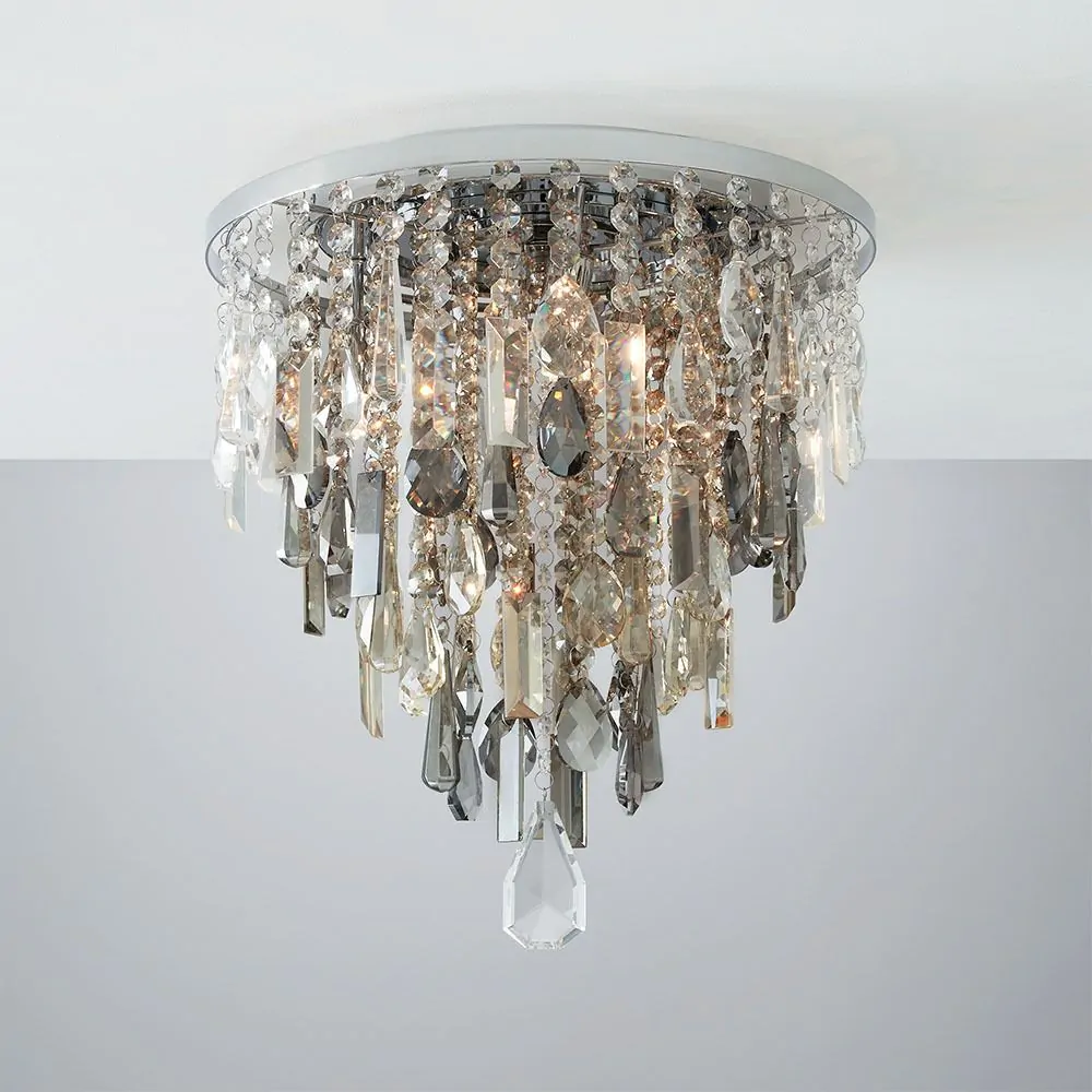 Jennifer Flush Ceiling Light With Mixed Cut Glass, Chrome - Image 2