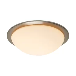 Jules LED Bathroom Glass Dome Flush Ceiling Light, Satin Nickel