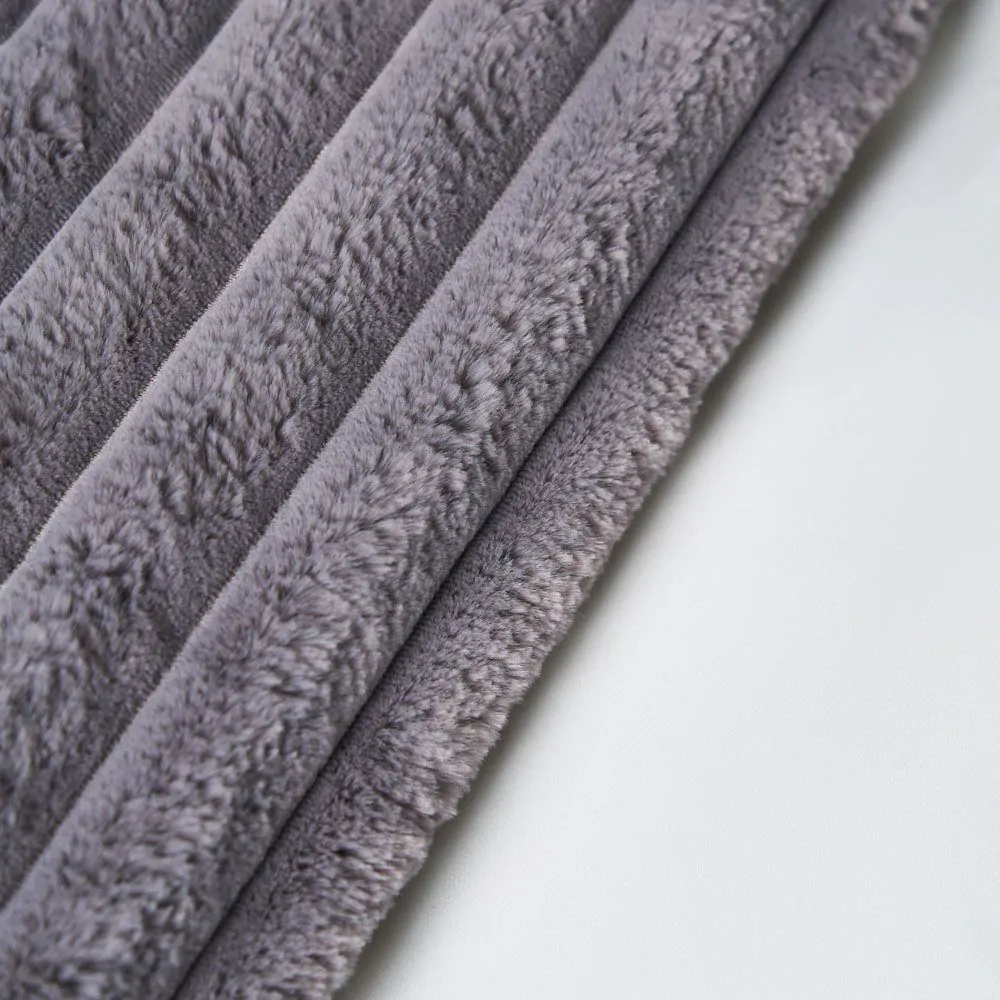 Jumbo Cord Throw With Plain Velvet Backing, Grey - Image 4