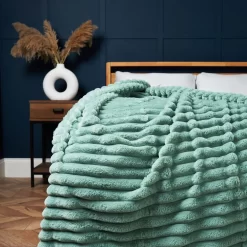 Jumbo Cord Throw With Plain Velvet Backing, Silt Green