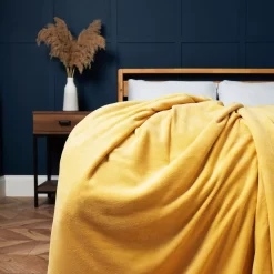 Jumbo Microfleece Throw, Ochre