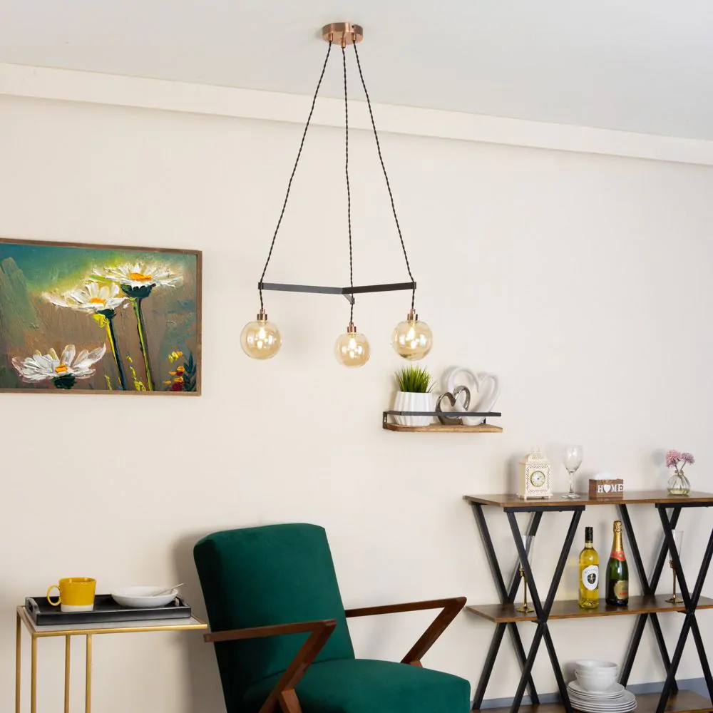 Juniper Medium Ceiling Pendant, Copper And Black - Image 2