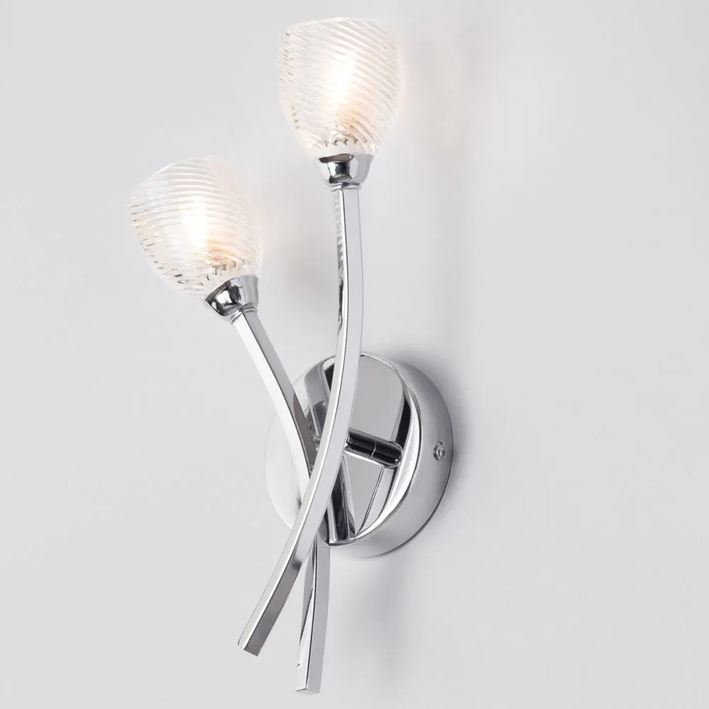 Kate Twin Arm Bathroom Wall Light, Chrome - Image 3