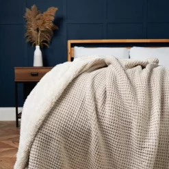 Knitted Waffle Throw, Natural