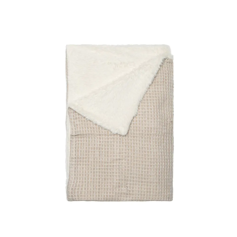 Knitted Waffle Throw, Natural - Image 3