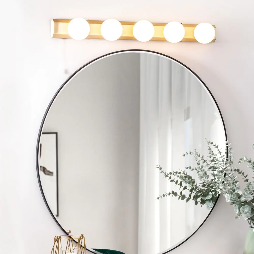 Lara Hollywood Style Bathroom Wall Light, Satin Brass - Image 2