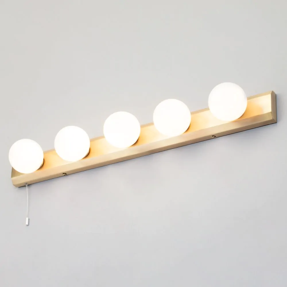 Lara Hollywood Style Bathroom Wall Light, Satin Brass - Image 3