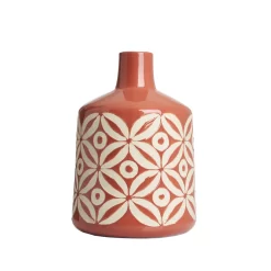 Large Petal Patterned Ceramic Vase, Terracotta