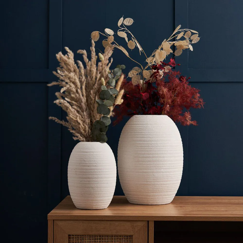 Large Textured Ceramic Vase, Cream - Image 4