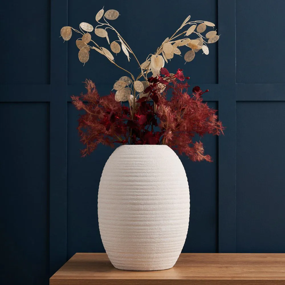 Large Textured Ceramic Vase, Cream - Image 2