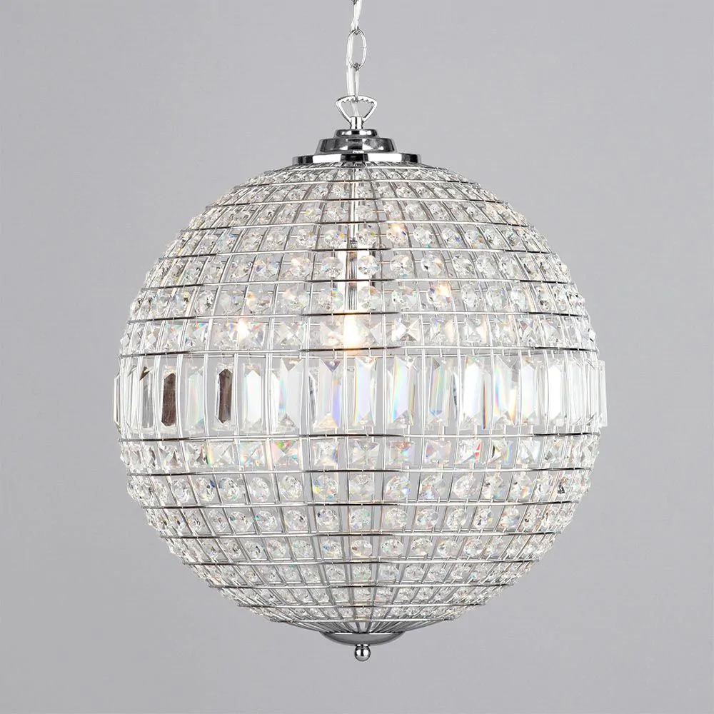 Large Ursula Crystal Ball Pendant, Chrome - Image 3