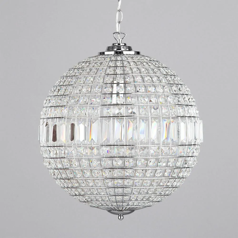 Large Ursula Crystal Ball Pendant, Chrome - Image 4