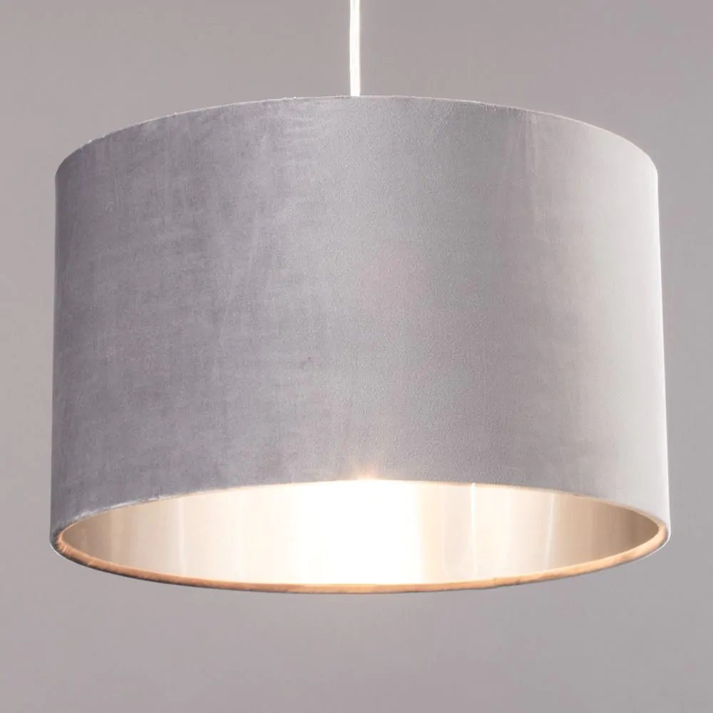Large Velvet Easyfit Shade, Grey And Satin Nickel - Image 3