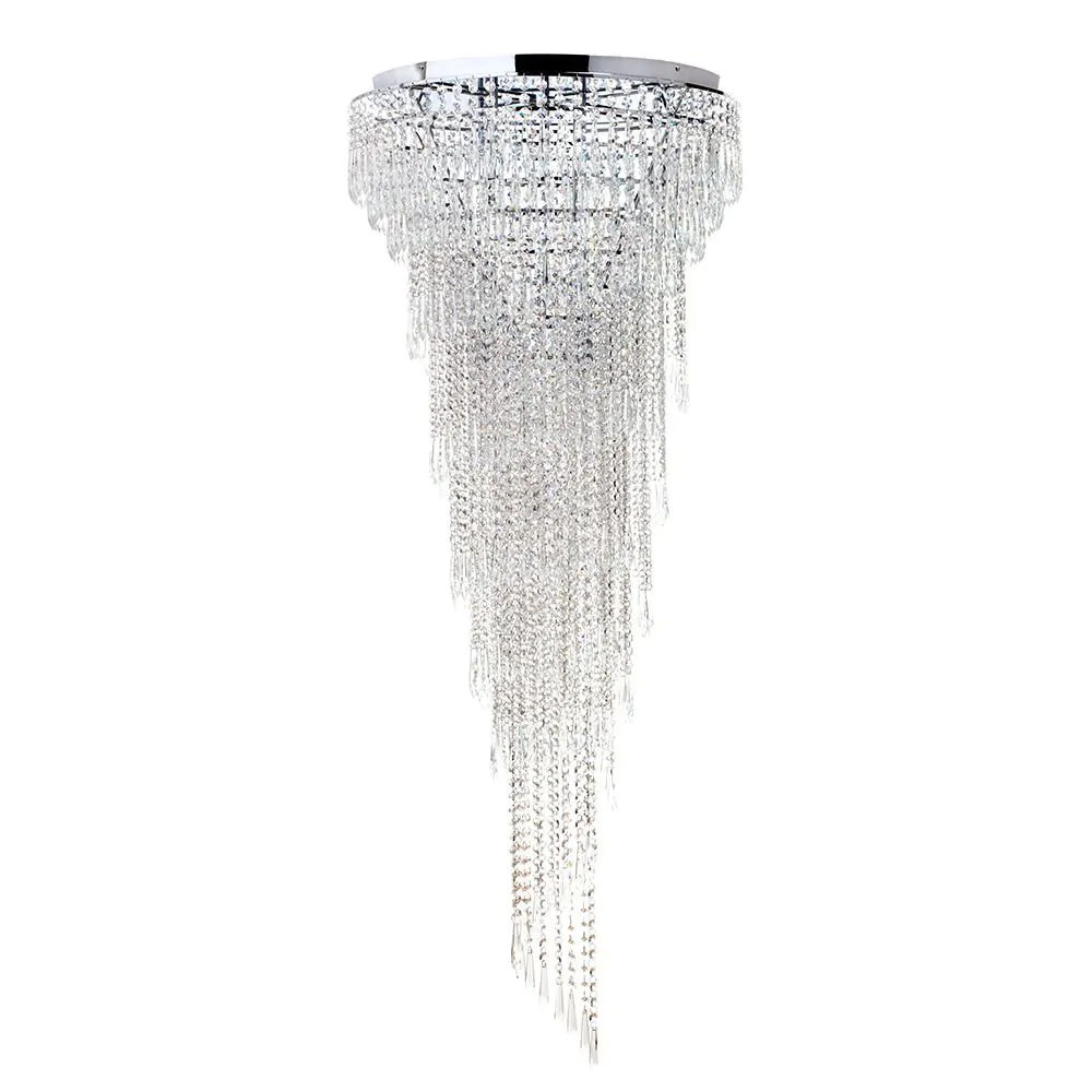 Leila Crystal Flush Ceiling Light, Chrome