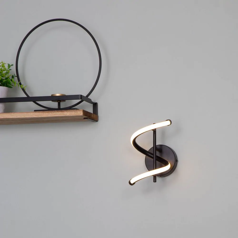 Leo LED Swirl Wall Light, Matte Black - Image 2