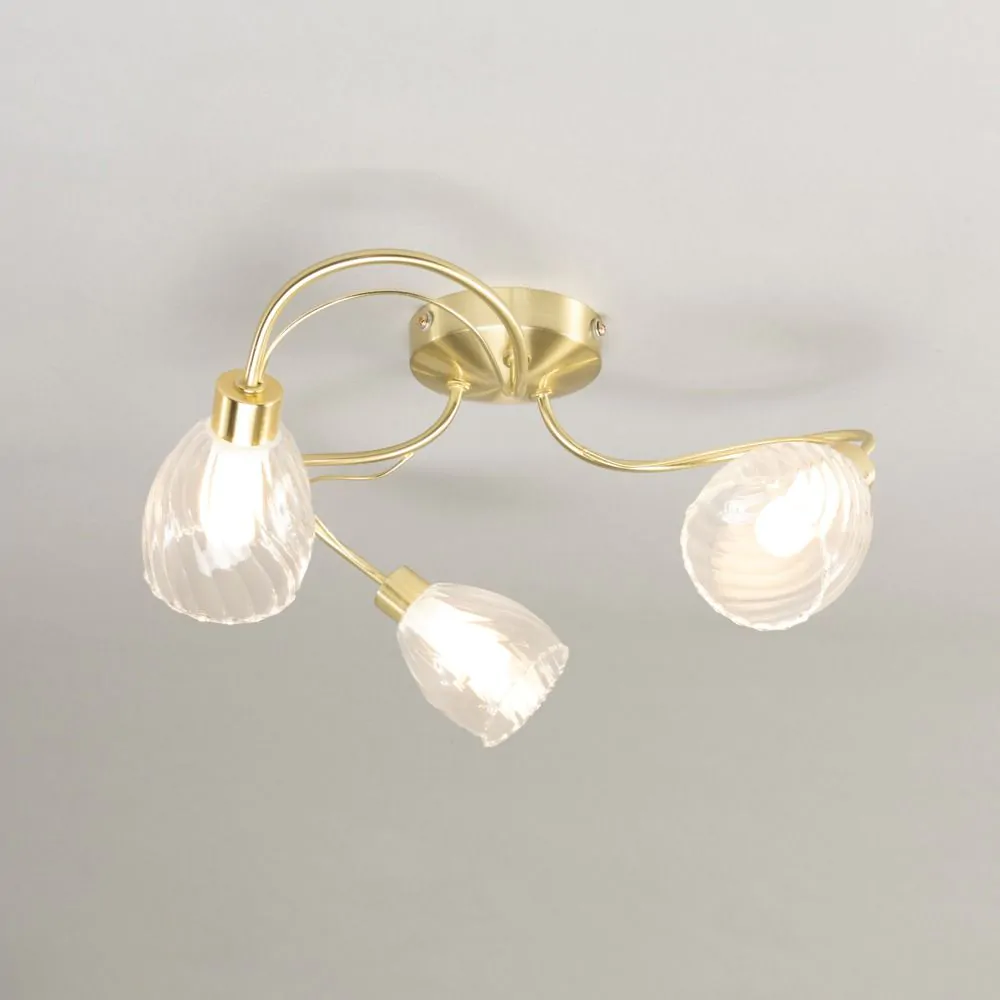 Arya Tangle Bathroom Flush Ceiling Light, Satin Brass - Image 3