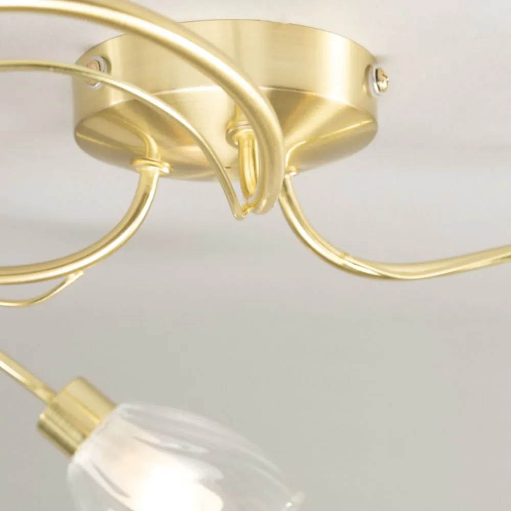 Arya Tangle Bathroom Flush Ceiling Light, Satin Brass - Image 5