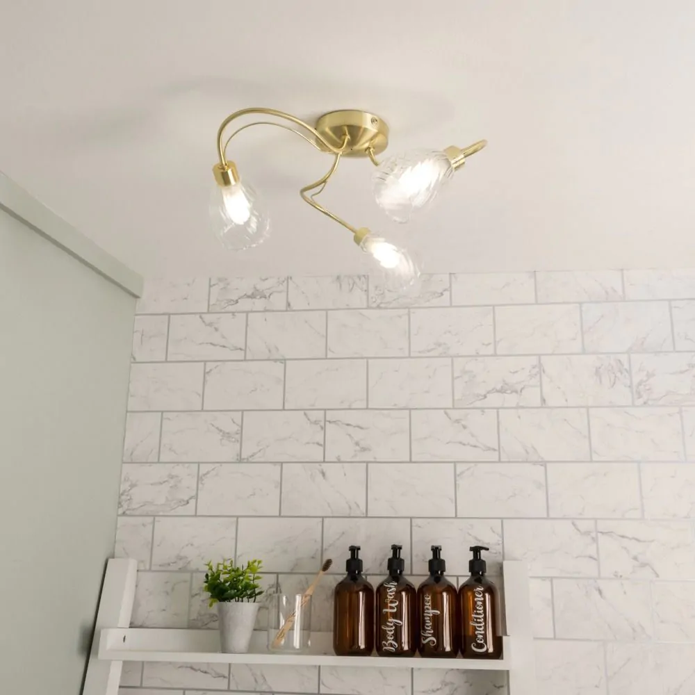 Arya Tangle Bathroom Flush Ceiling Light, Satin Brass - Image 2
