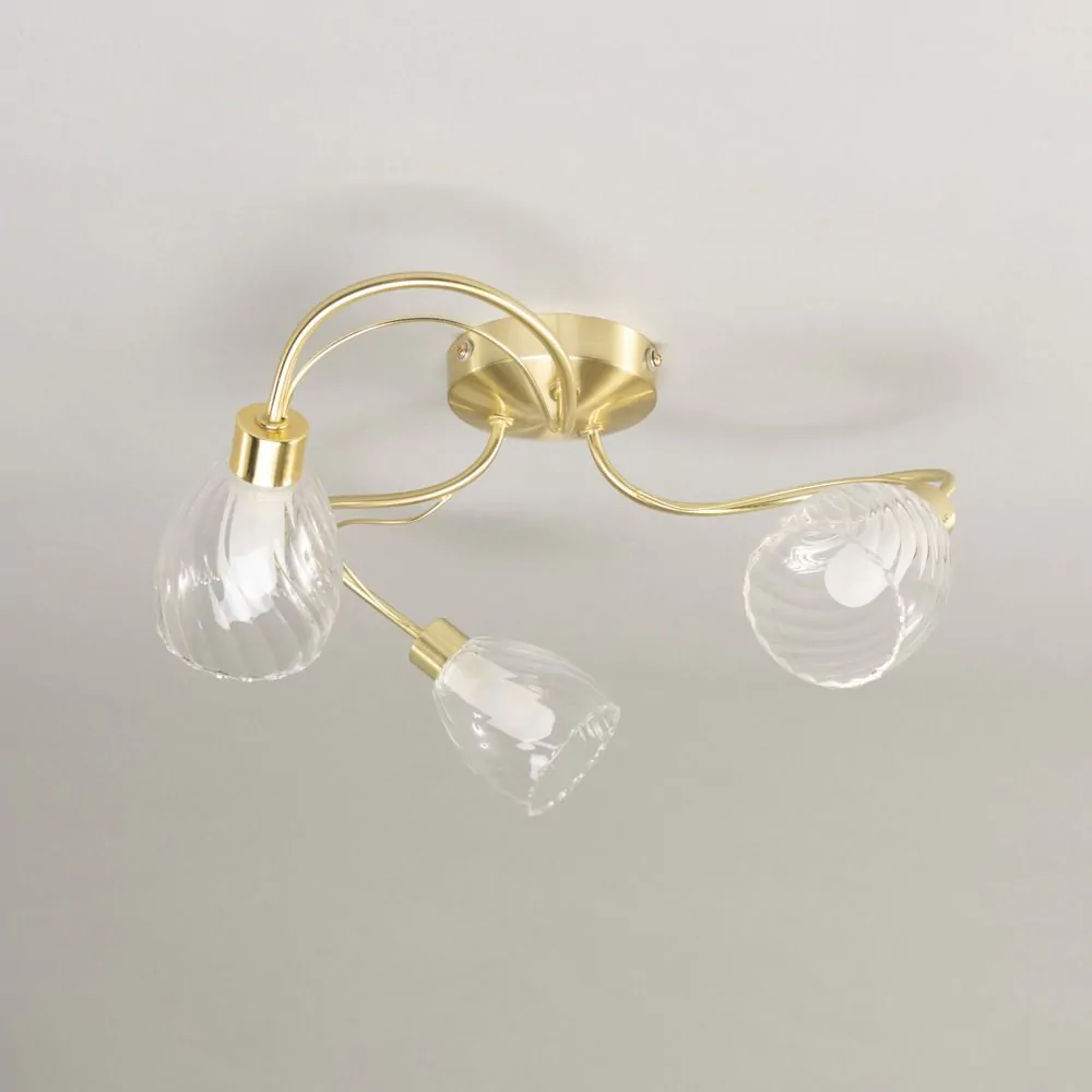 Arya Tangle Bathroom Flush Ceiling Light, Satin Brass - Image 4