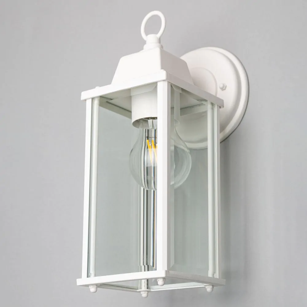 Lille Outdoor Bevelled Glass Wall Light Lantern, Ivory - Image 4