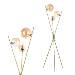 Lincoln Tripod Floor Lamp, Satin Brass