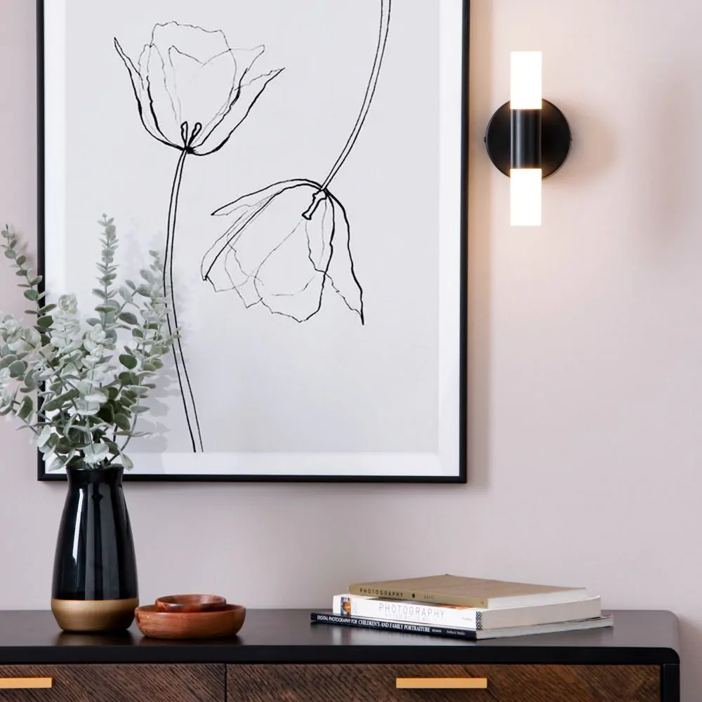 Lois Twin Frosted Wall Light, Satin Black - Image 2