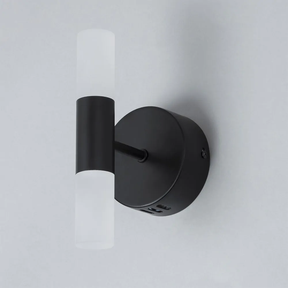 Lois Twin Frosted Wall Light, Satin Black - Image 4