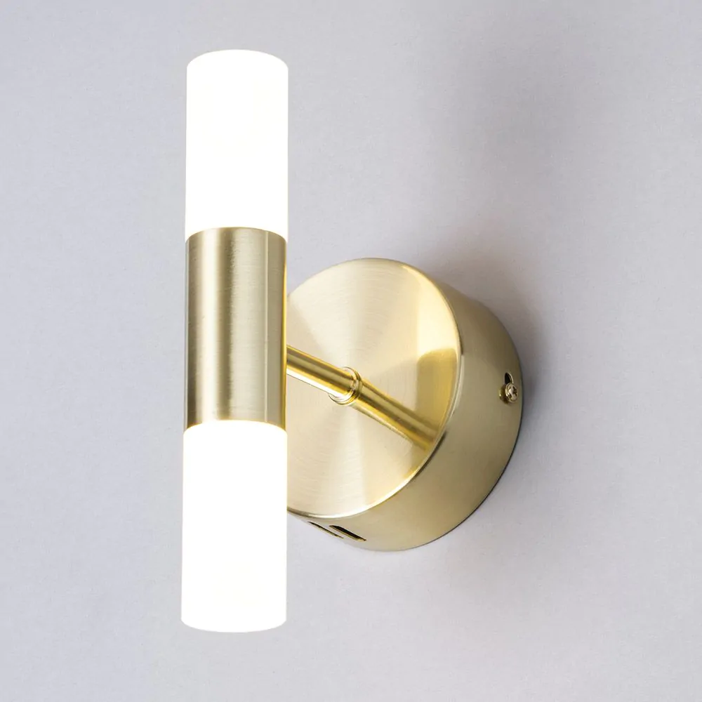 Lois Twin Frosted Wall Light, Satin Brass - Image 3