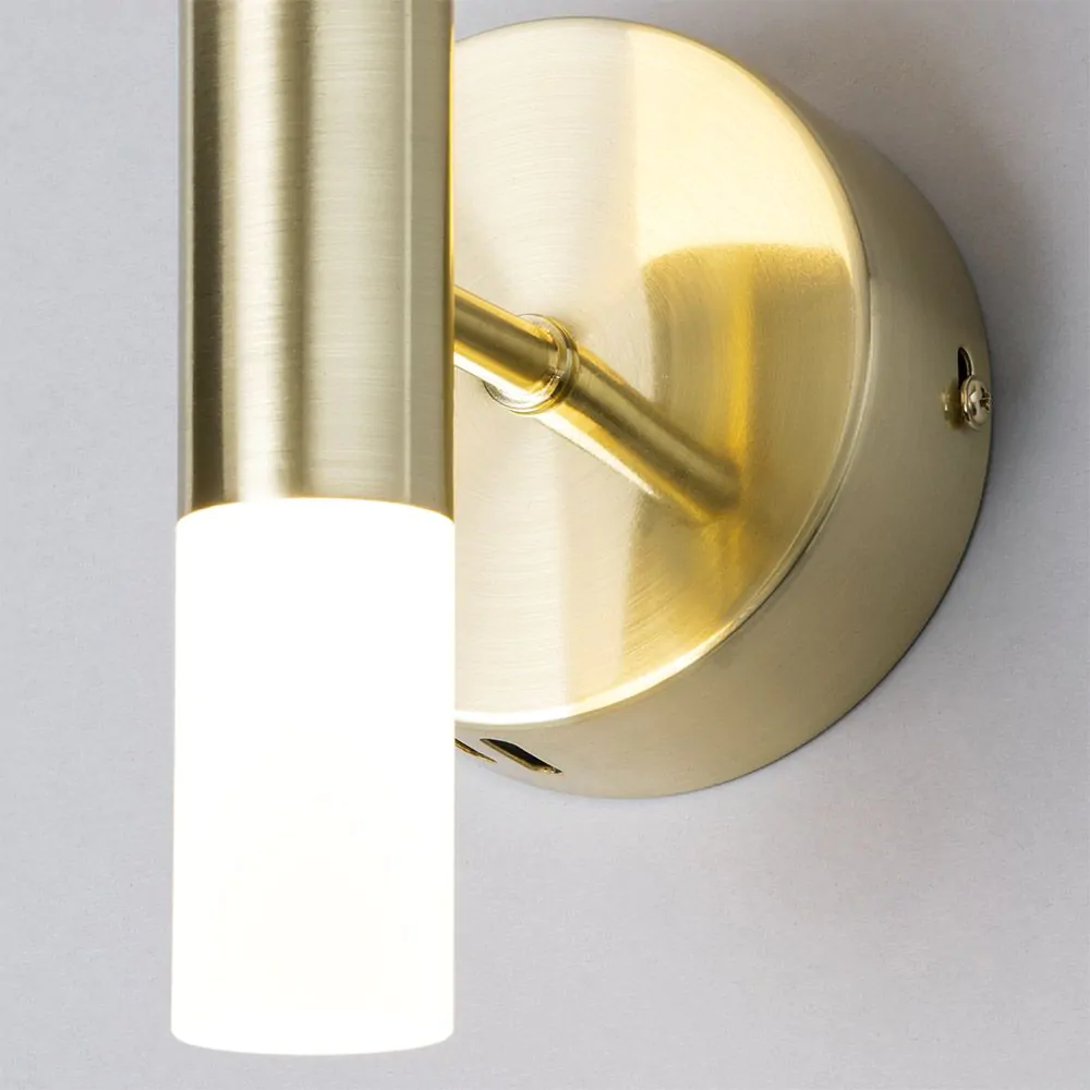 Lois Twin Frosted Wall Light, Satin Brass - Image 5