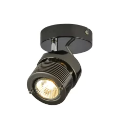 Lucas Single Wall Or Ceiling Spotlight, Black Chrome