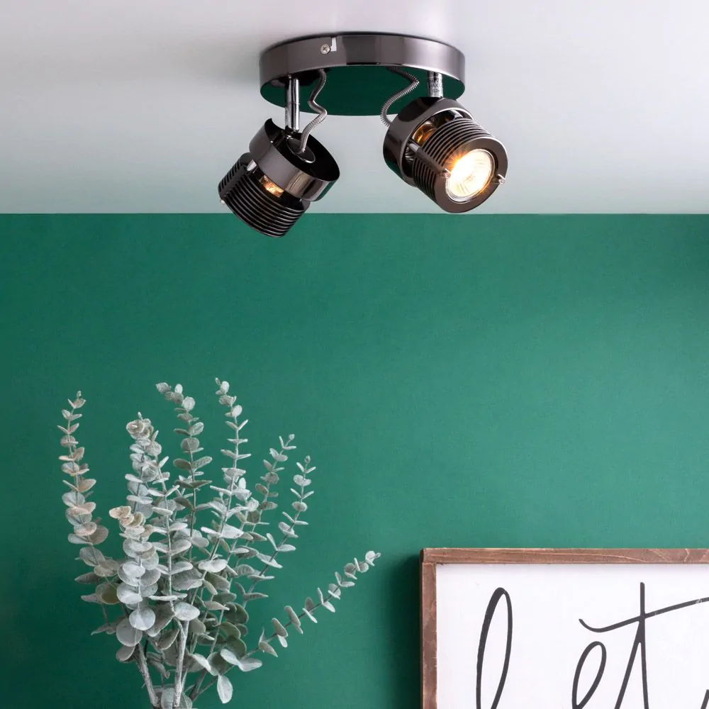 Lucas Twin Ceiling Spotlight Plate, Black Chrome - Image 2