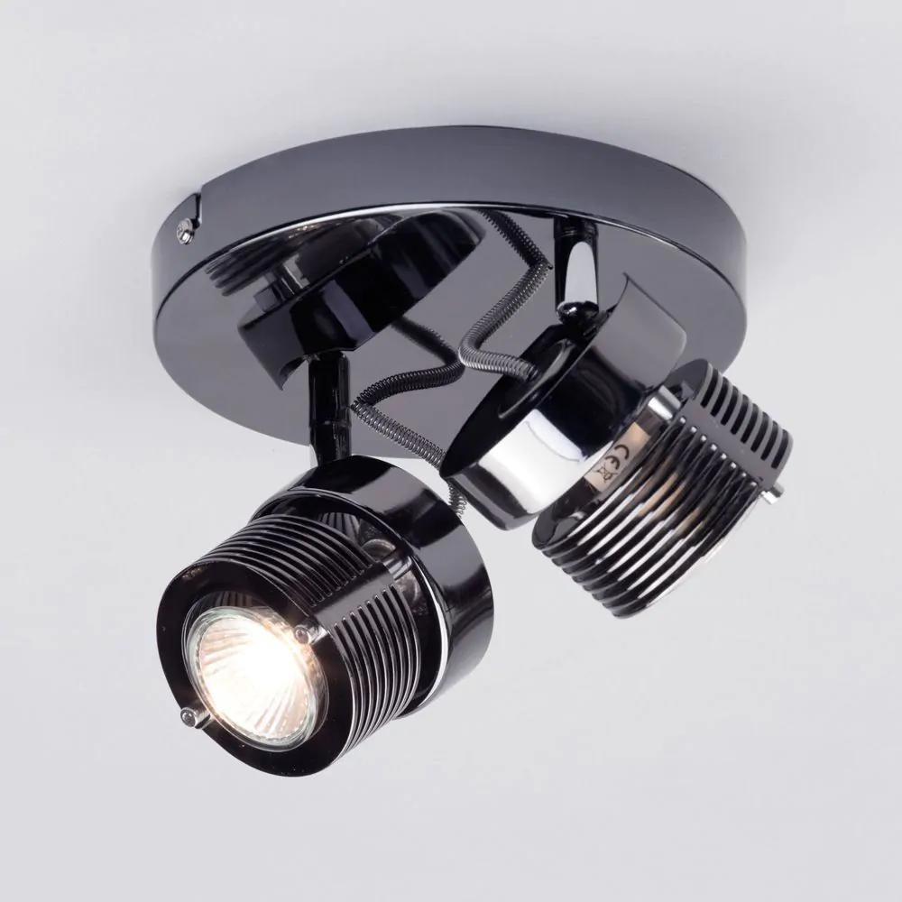 Lucas Twin Ceiling Spotlight Plate, Black Chrome - Image 3