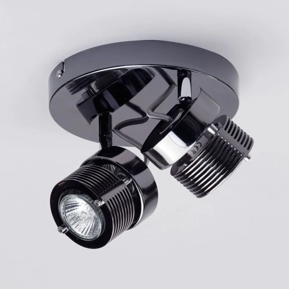 Lucas Twin Ceiling Spotlight Plate, Black Chrome - Image 4
