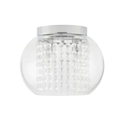Lucia Cloche Bathroom Flush Ceiling Light, Chrome