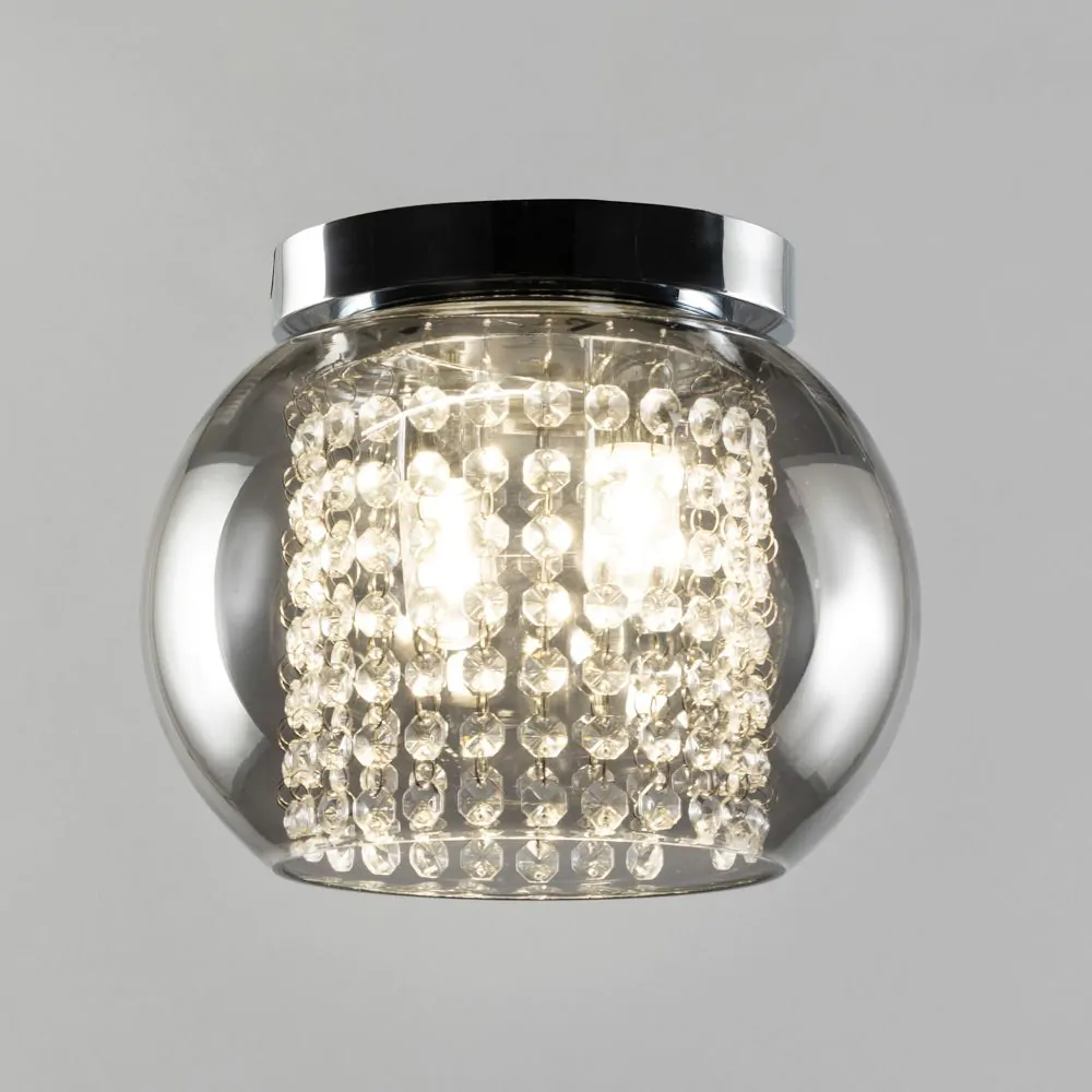 Lucia Cloche Bathroom Flush Ceiling Light, Smoke - Image 3