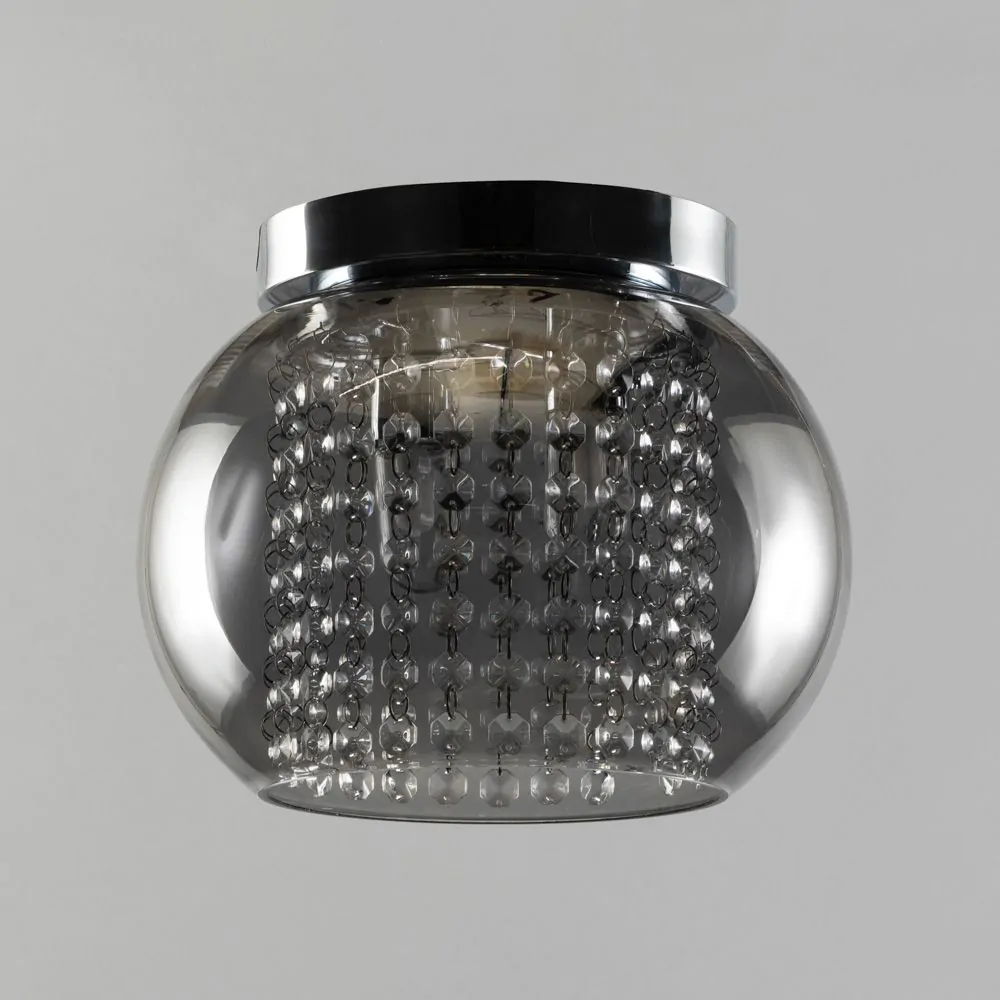 Lucia Cloche Bathroom Flush Ceiling Light, Smoke - Image 4