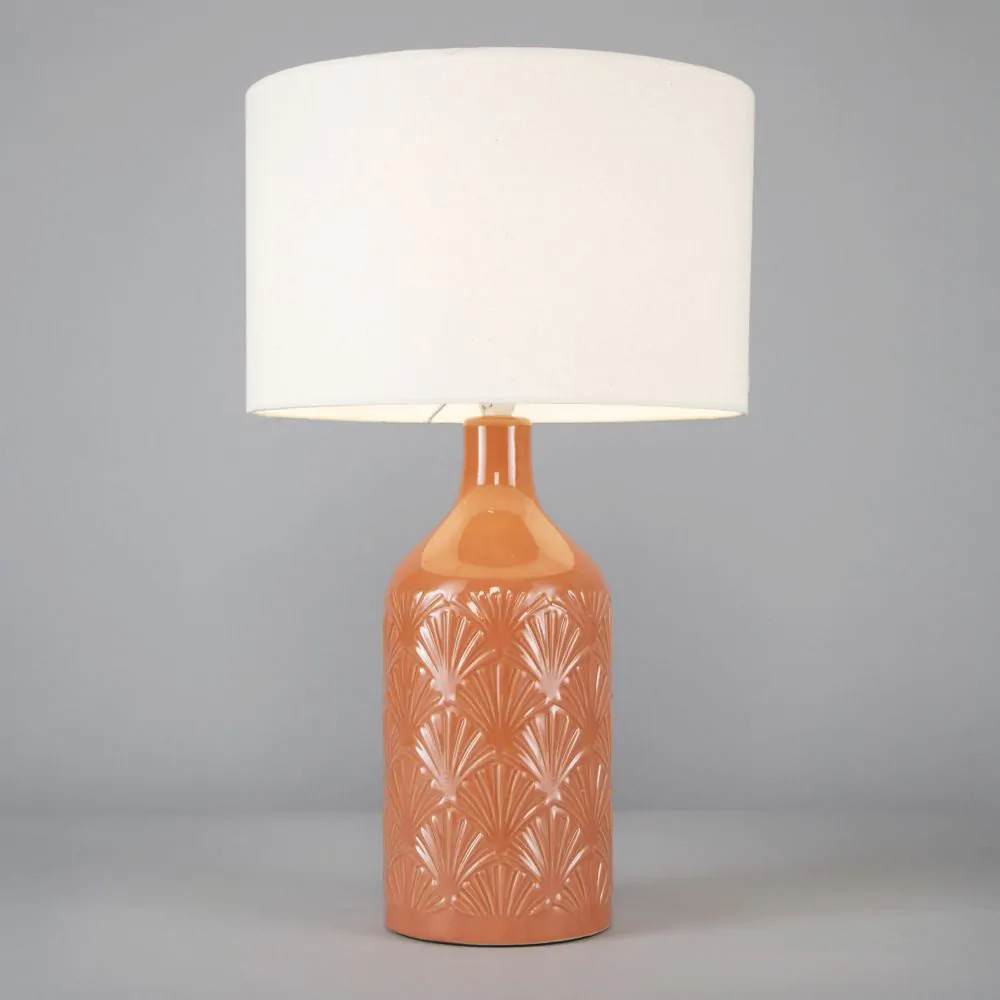 Lucy Ceramic Table Lamp, Terracotta And White - Image 3