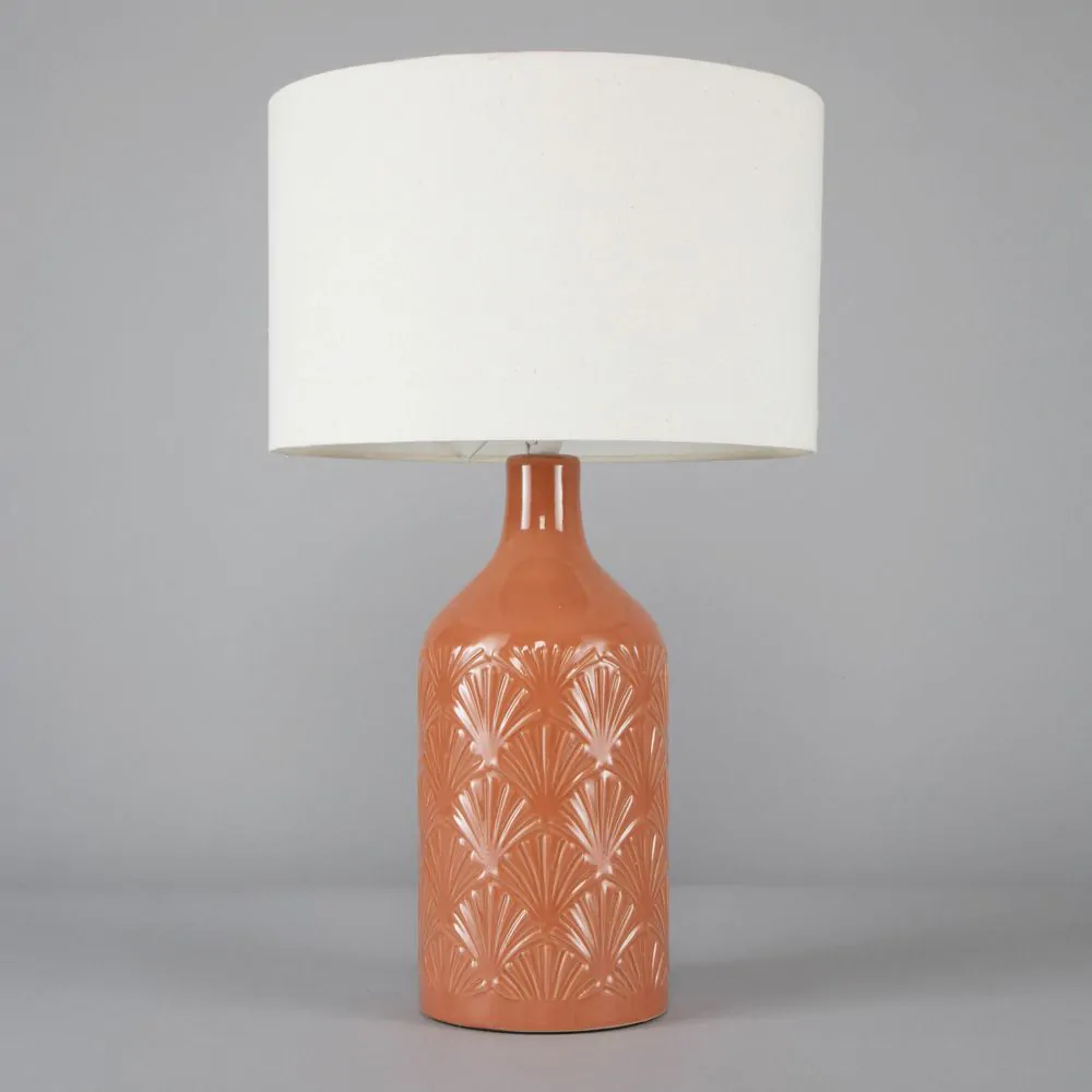 Lucy Ceramic Table Lamp, Terracotta And White - Image 4