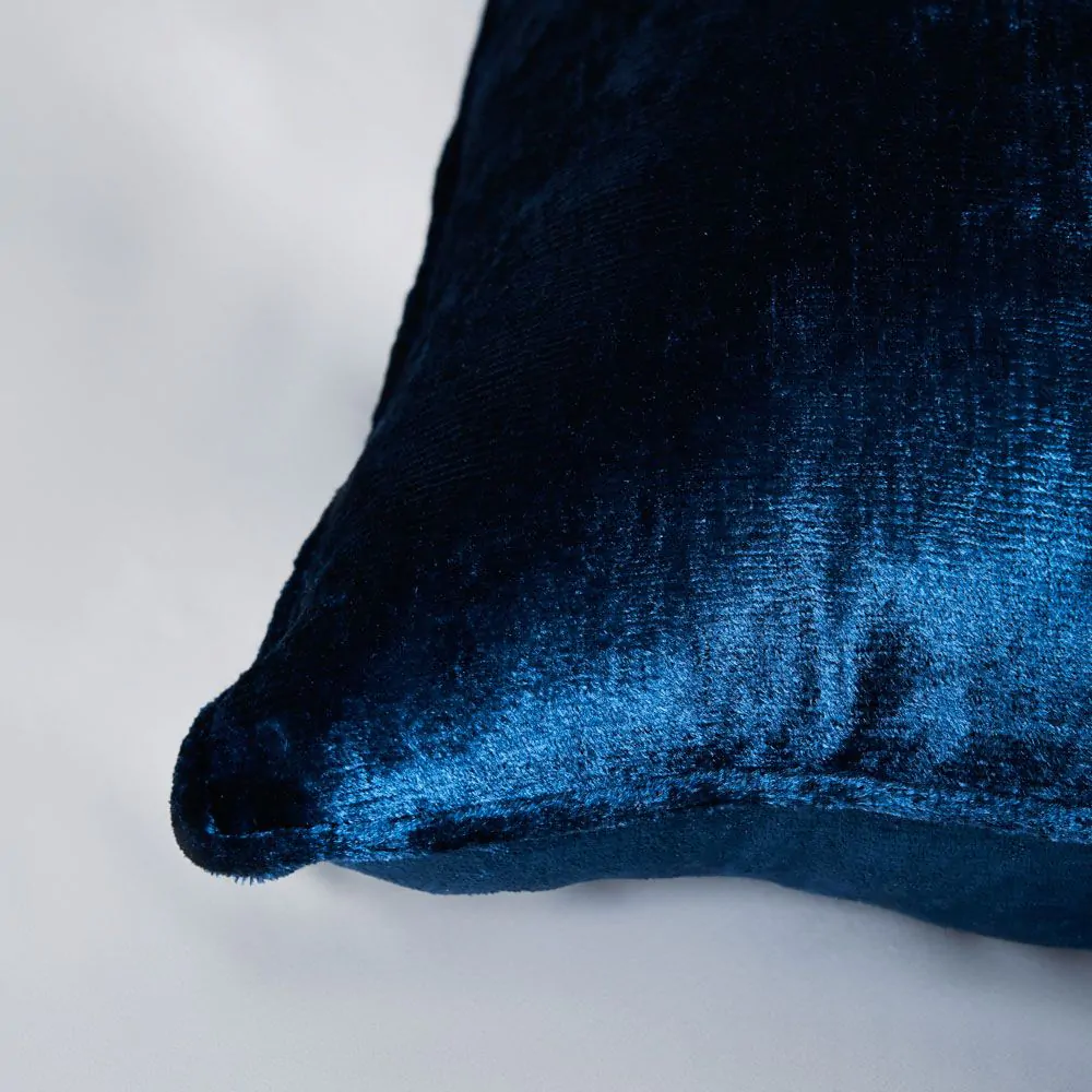 Luxury Crushed Velvet Cushion, Navy - Image 3