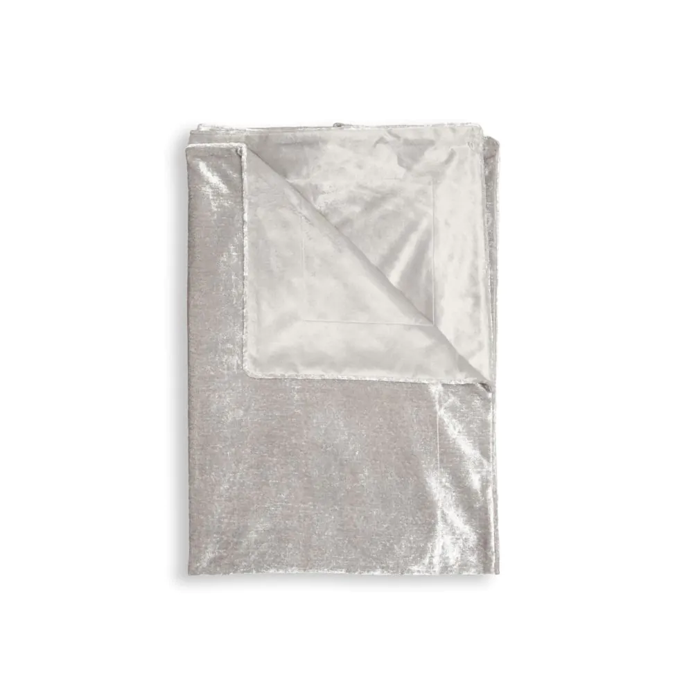 Luxury Crushed Velvet Throw, Silver - Image 3