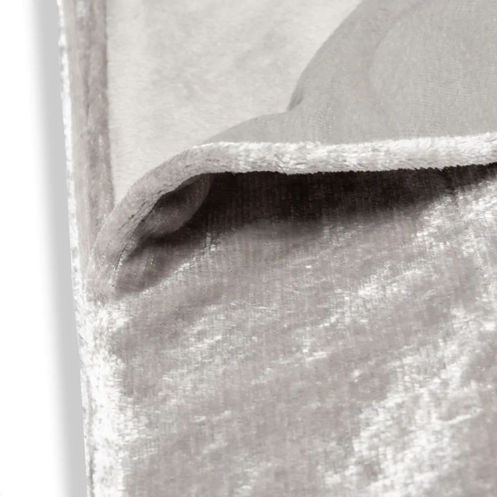 Luxury Crushed Velvet Throw, Silver - Image 4