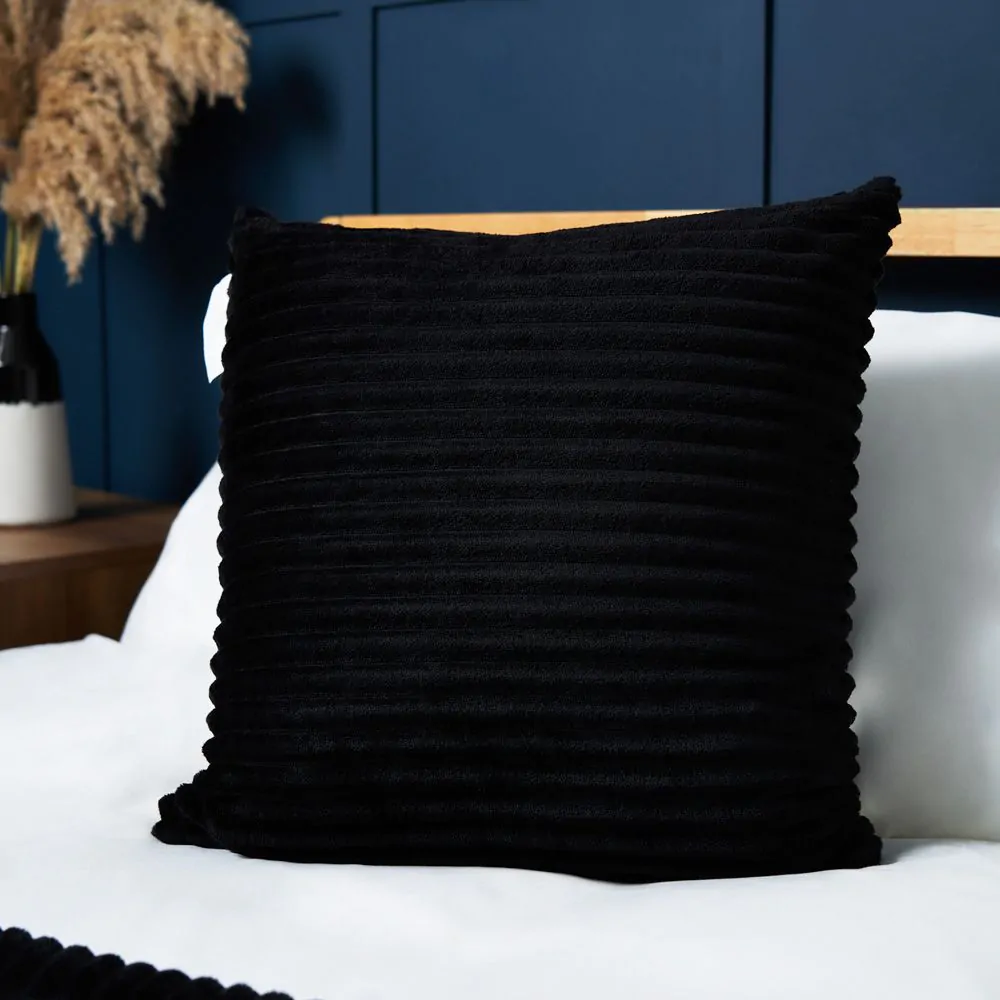 Luxury Ribbon Velvet Cushion, Black