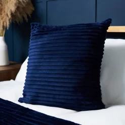 Luxury Ribbon Velvet Cushion, Navy