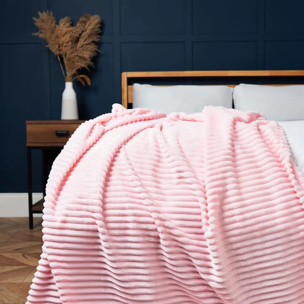 Luxury Ribbon Velvet Throw, Blush