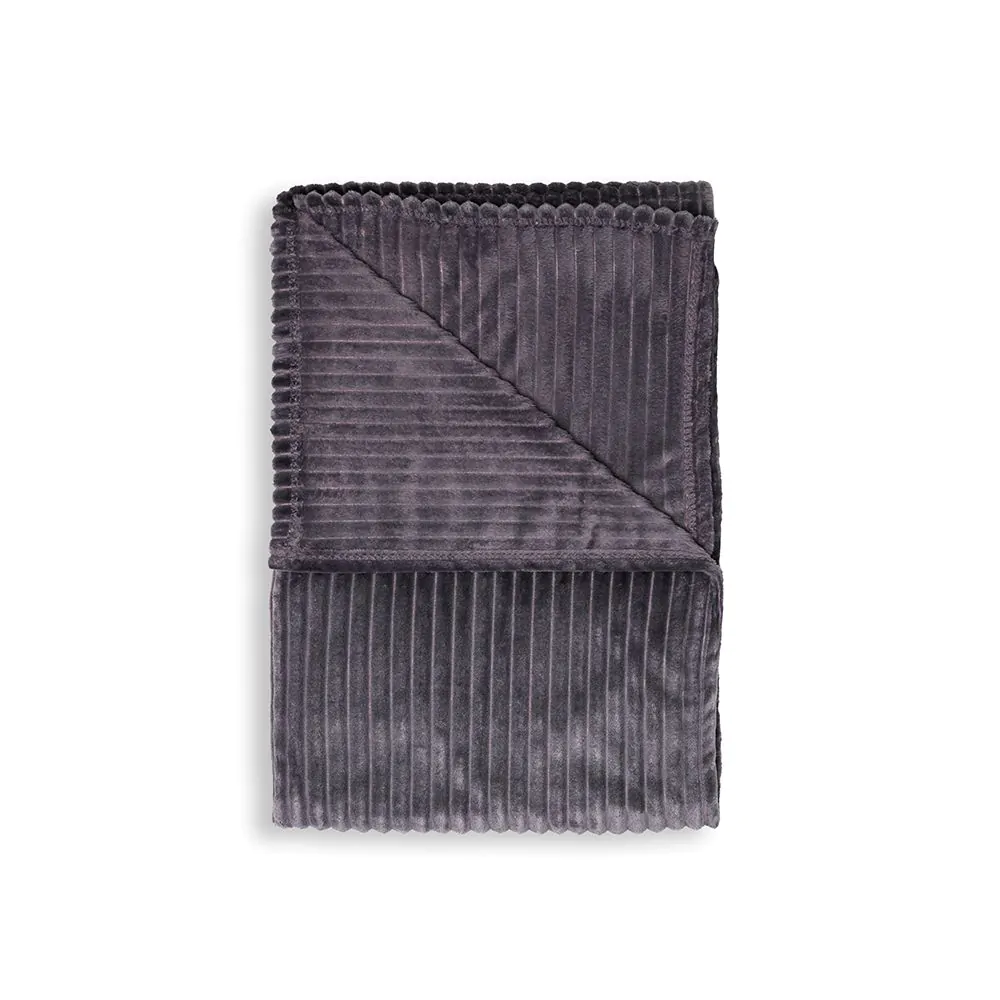Luxury Ribbon Velvet Throw, Grey - Image 3
